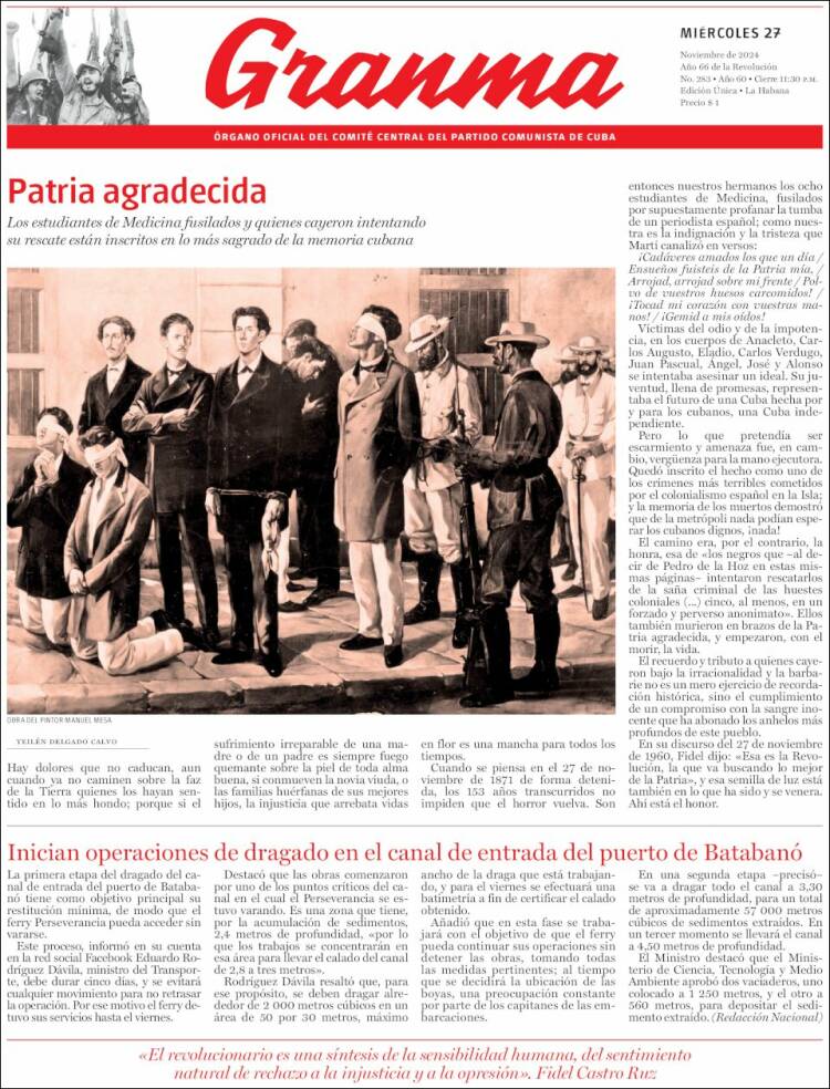 Portada de Granma (Cuba)