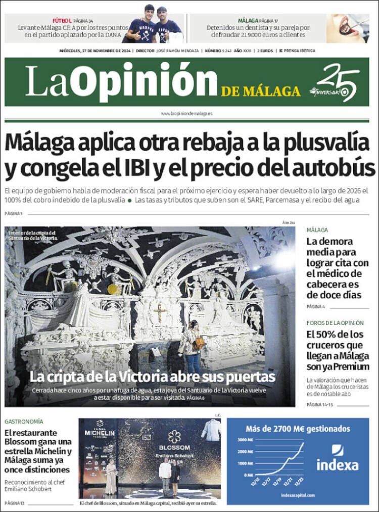 Portada de La Opinión de Málaga (España)