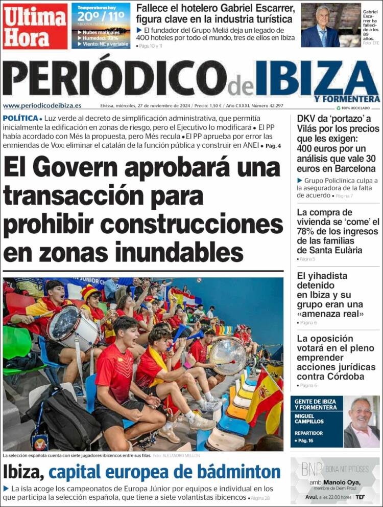 Portada de Periódico de Ibiza (España)