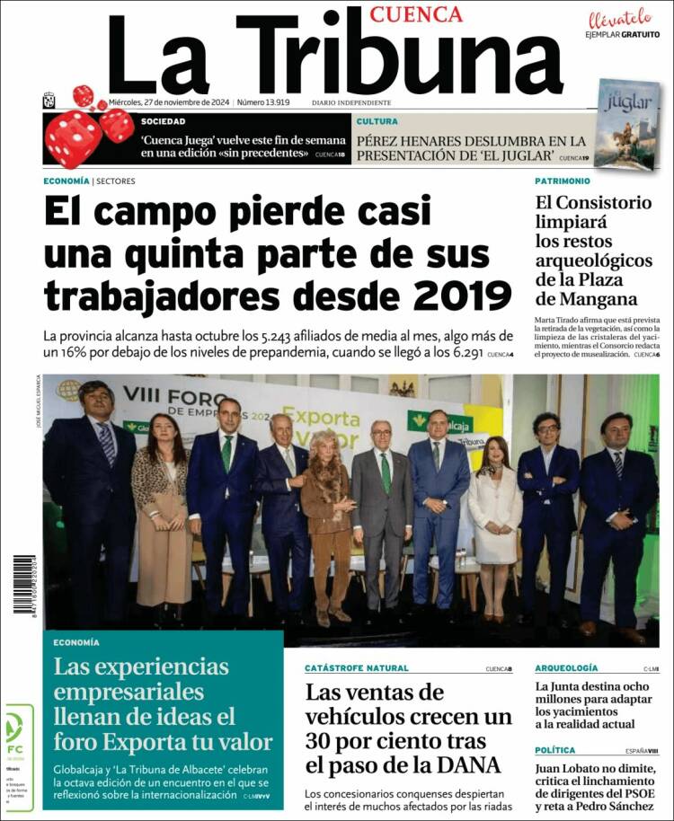 Portada de La Tribuna de Cuenca (España)