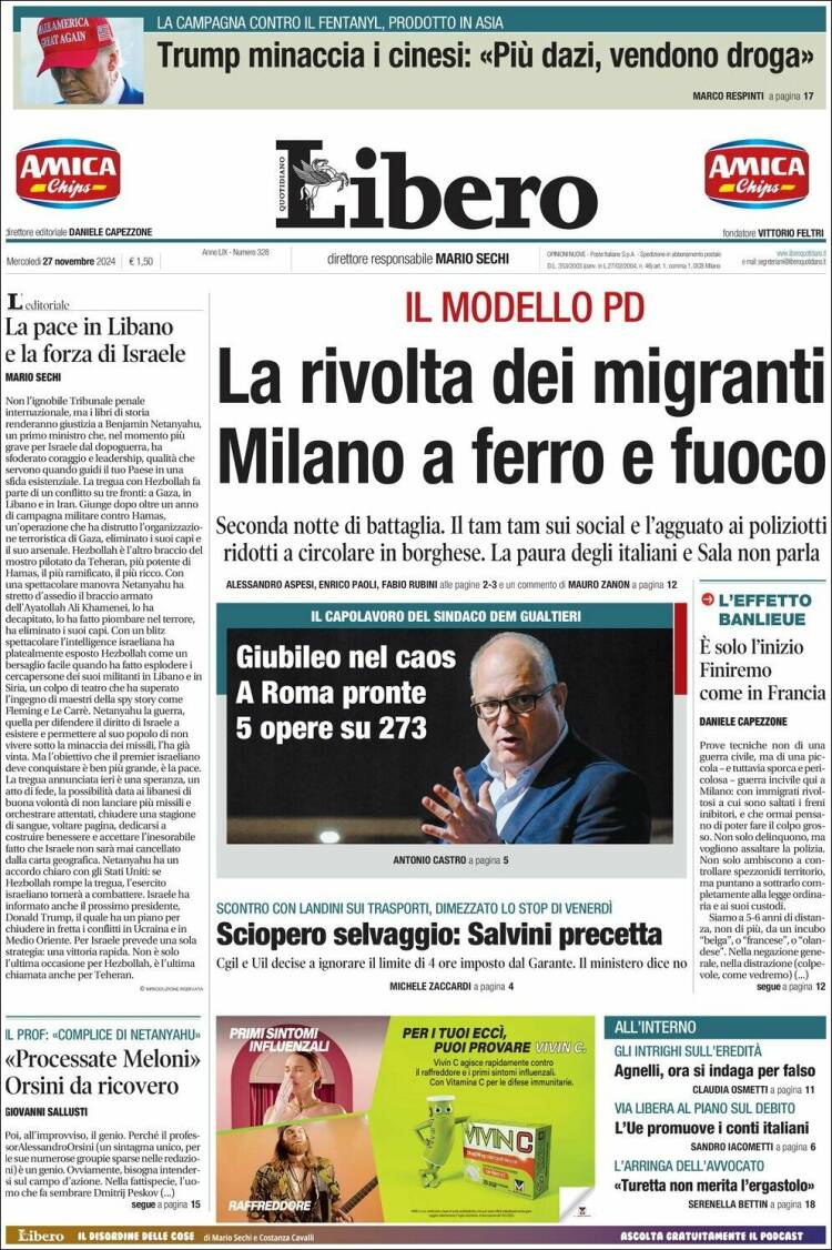 Portada de Libero (Italia)