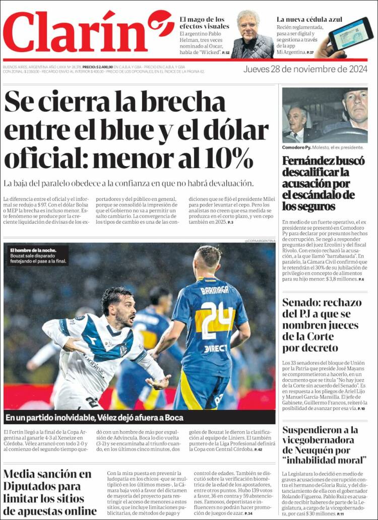 Portada de Clarín (Argentina)