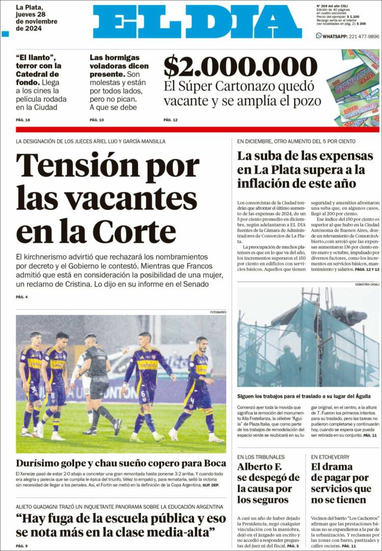 Portada de El Día de la Plata (Argentina)