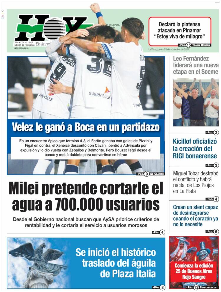 Portada de Diario Hoy (Argentina)