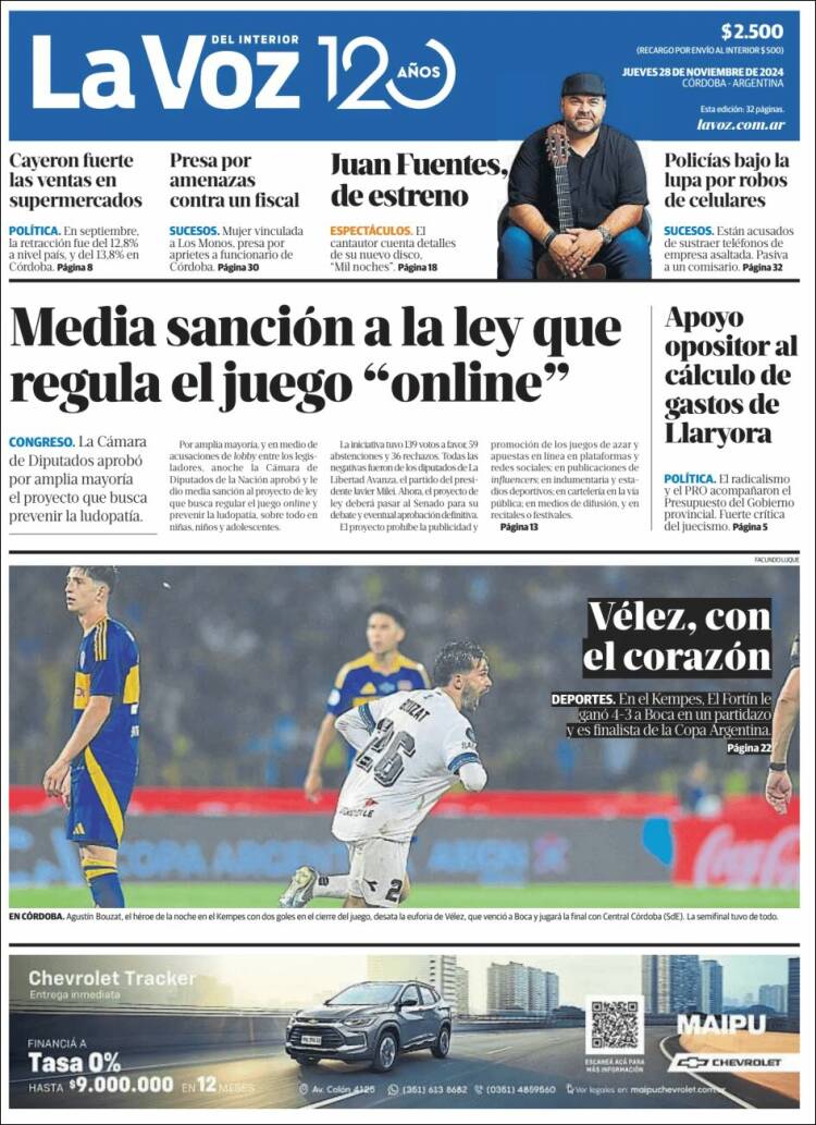 Portada de La Voz del Interior (Argentina)