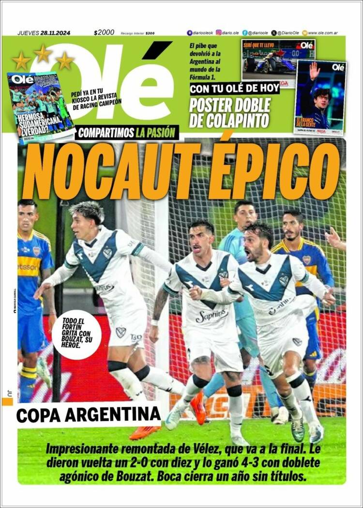 Portada de Olé (Argentina)