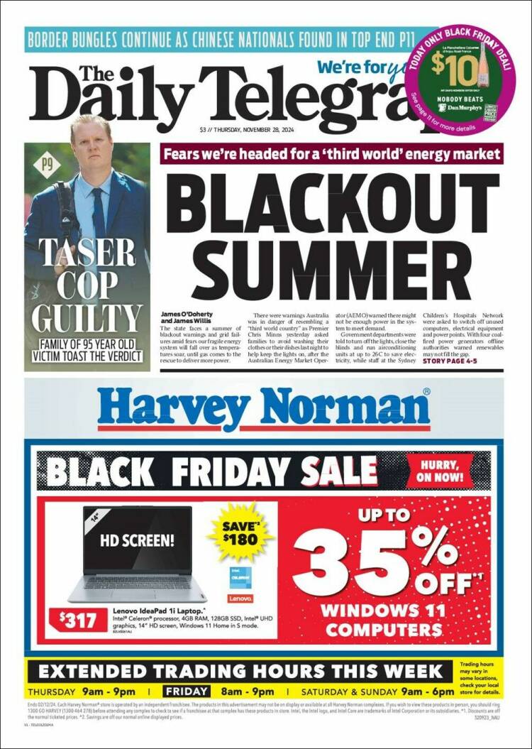 Portada de The Daily Telegraph (Australia)