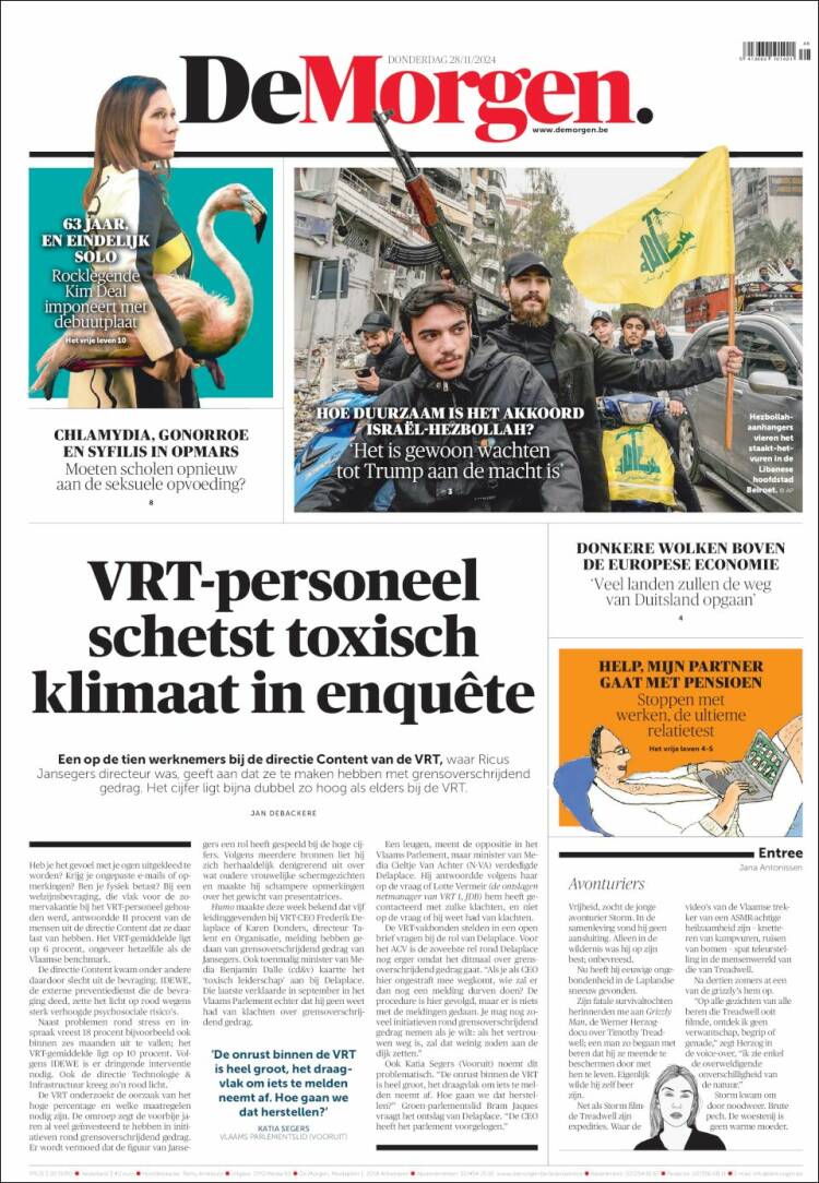Portada de De Morgen (B&eacute;lgica)