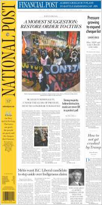 Portada de The National Post (Canadá)