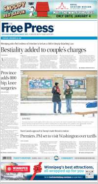 Portada de Winnipeg Free Press (Canadá)