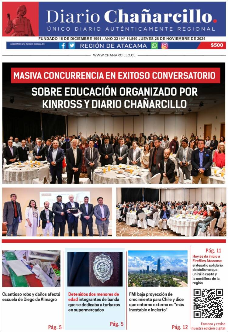 Portada de Diario Chañarcillo (Chile)