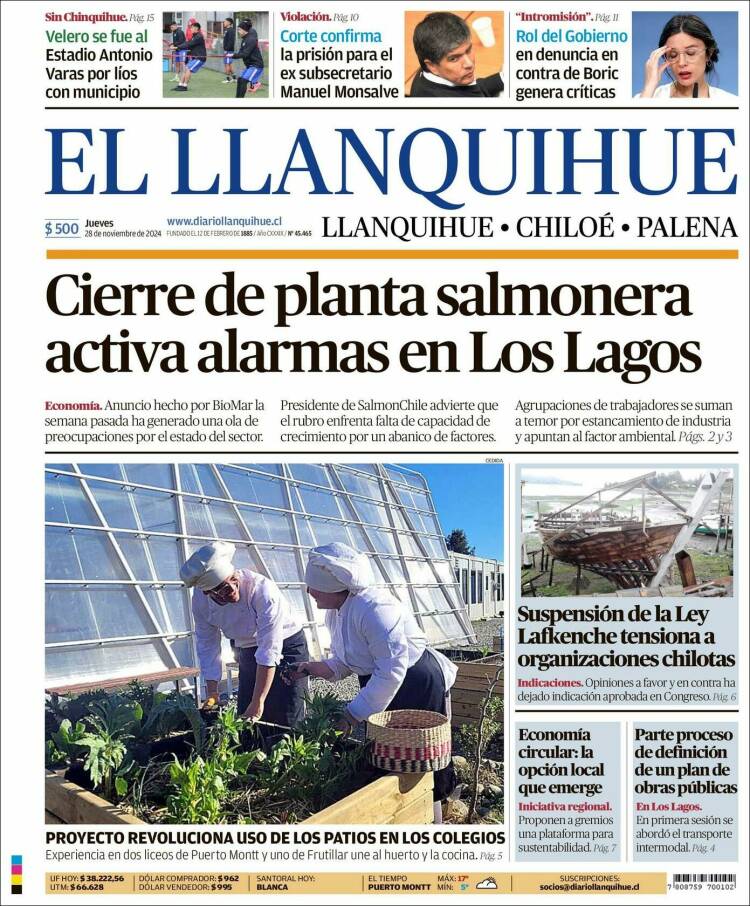 Portada de El Llanquihue (Chile)