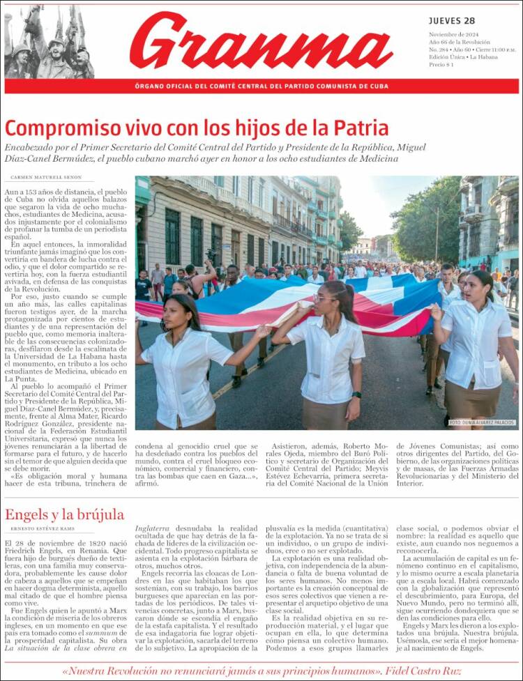 Portada de Granma (Cuba)