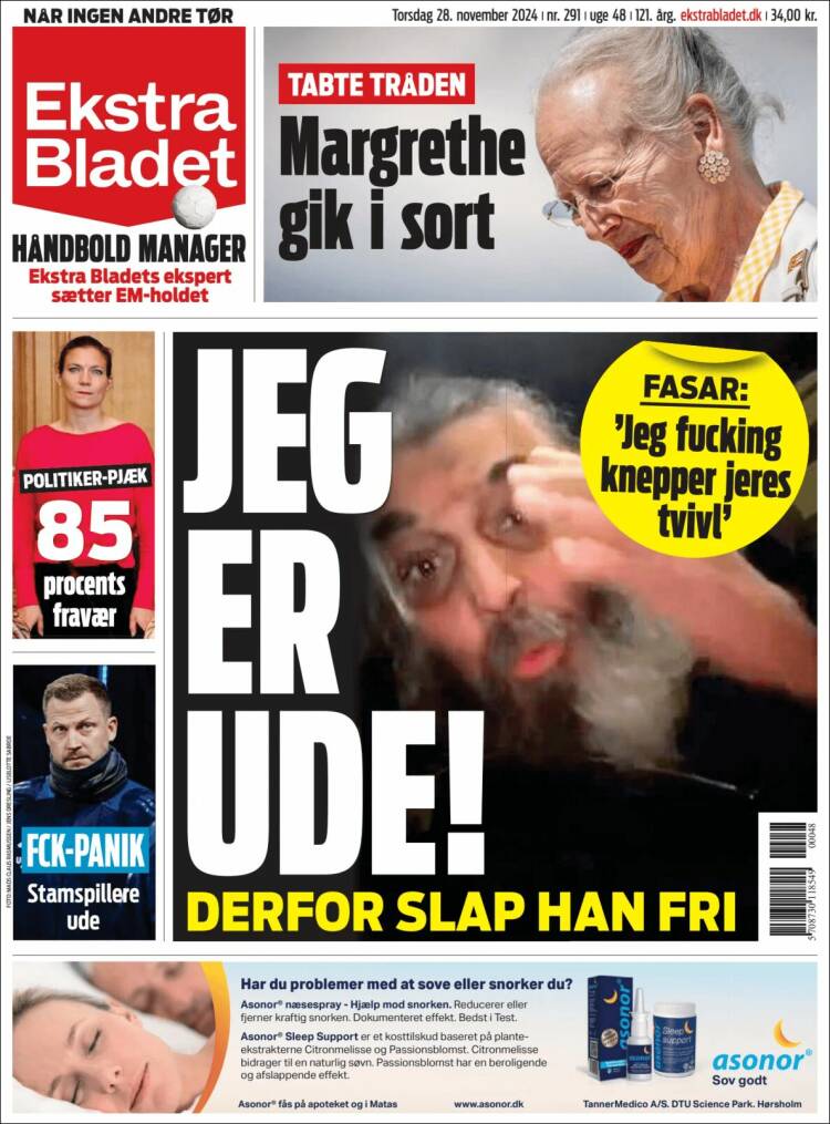 Portada de Ekstra Bladet (Dinamarca)