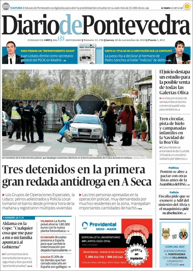 Portada de Diario de Pontevedra (España)