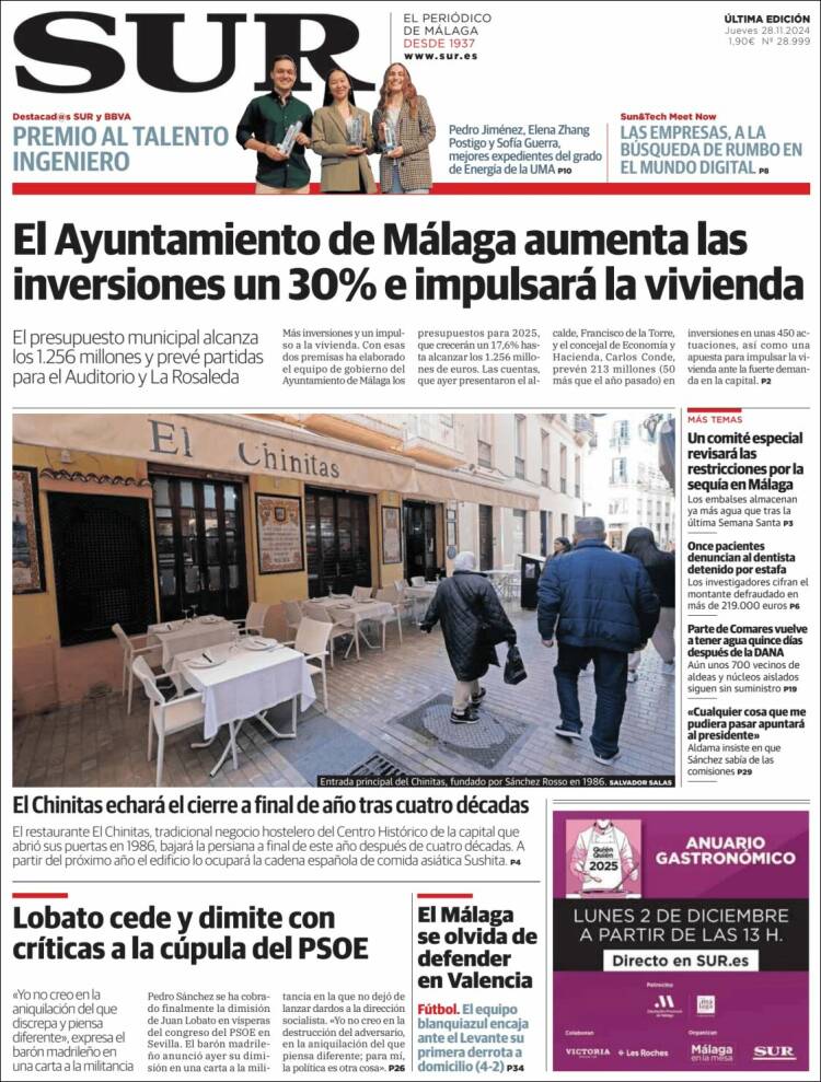 Portada de Diario el Sur (España)