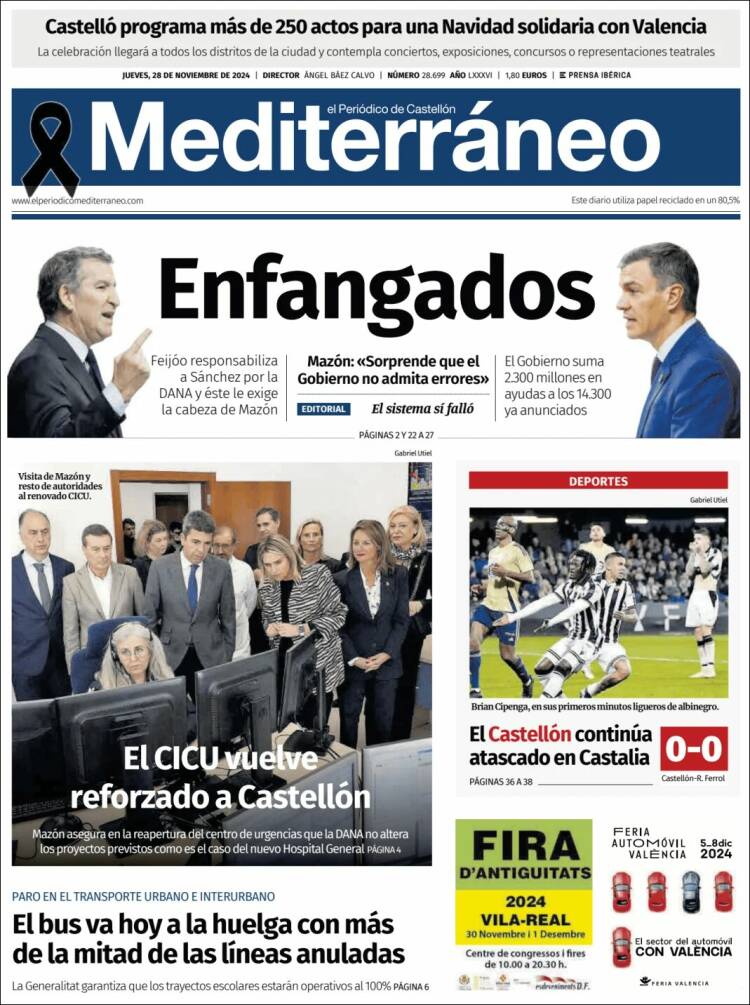 Portada de El Periódico Mediterraneo (España)