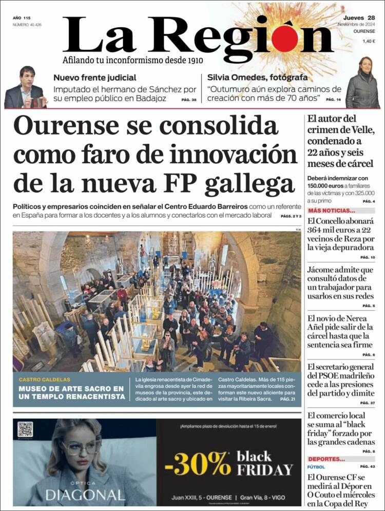 Portada de La Región de Ourense (España)