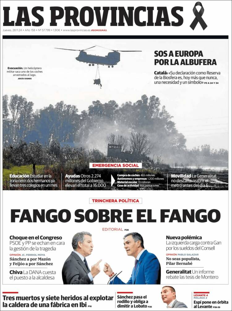 Portada de Las Provincias (España)