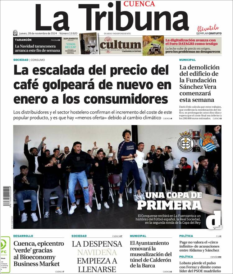 Portada de La Tribuna de Cuenca (España)