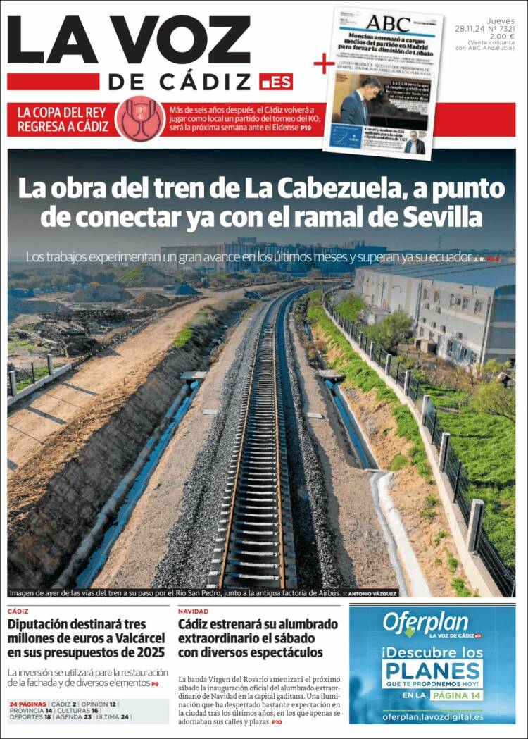 Portada de La Voz de Cádiz (España)