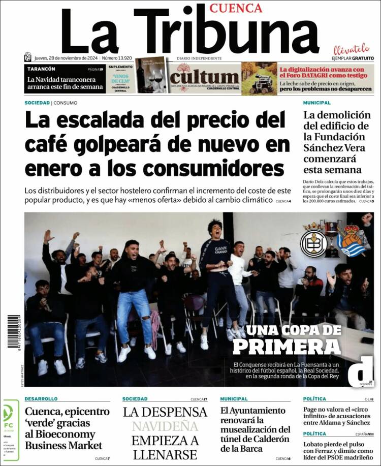 Portada de La Tribuna de Cuenca (España)