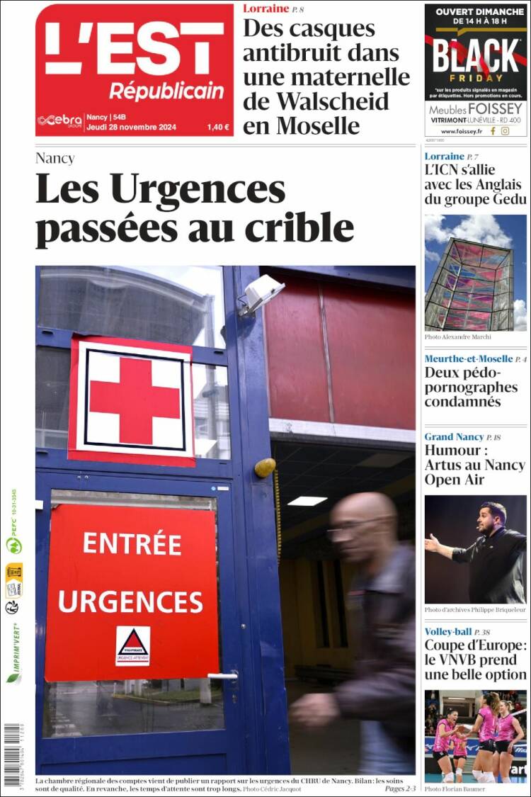 Portada de L'Est Republicain (Francia)