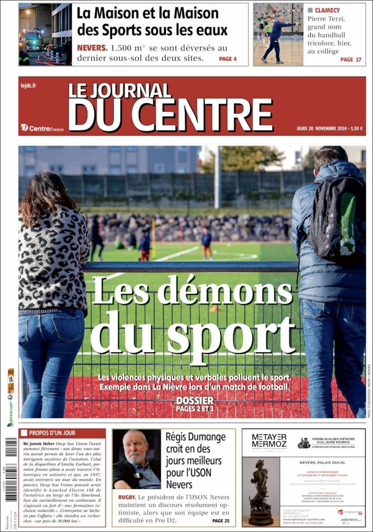 Portada de Le Journal du Centre (Francia)