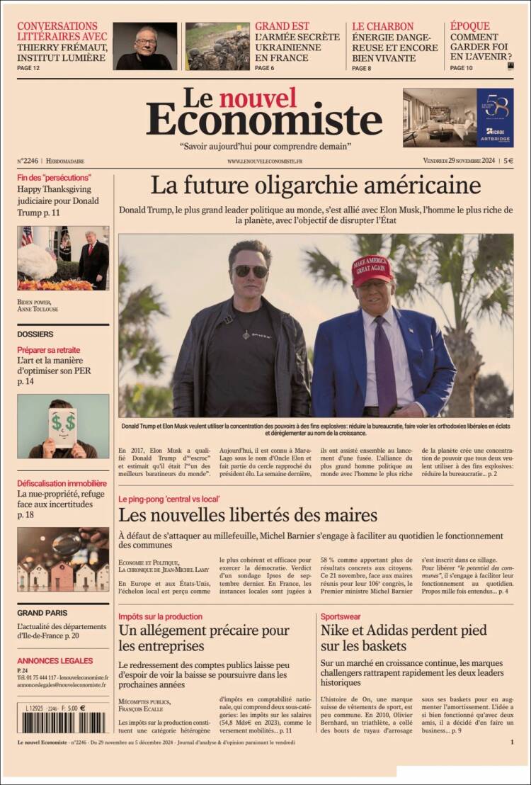 Portada de Le nouvel Economiste (Francia)