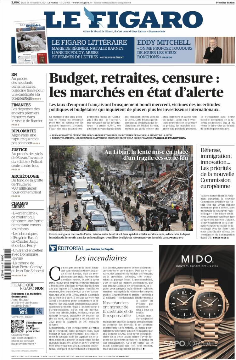 Portada de Le Figaro (Francia)