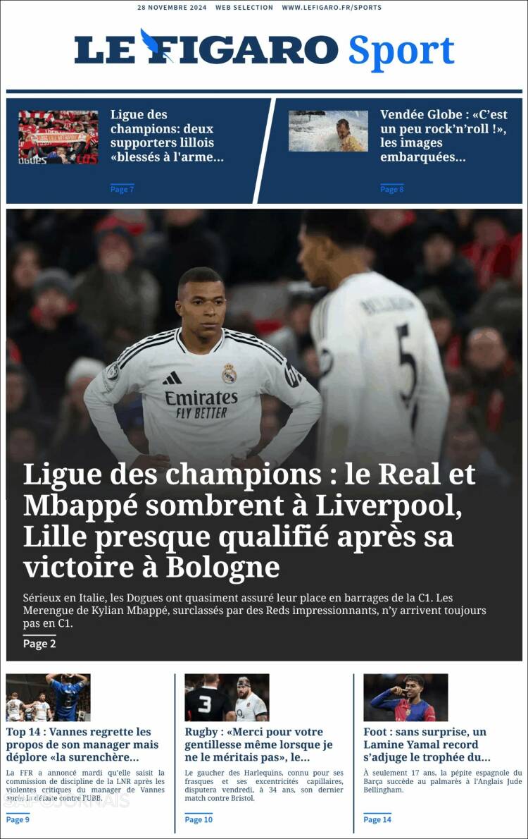 Portada de Le Figaro Sport (Francia)