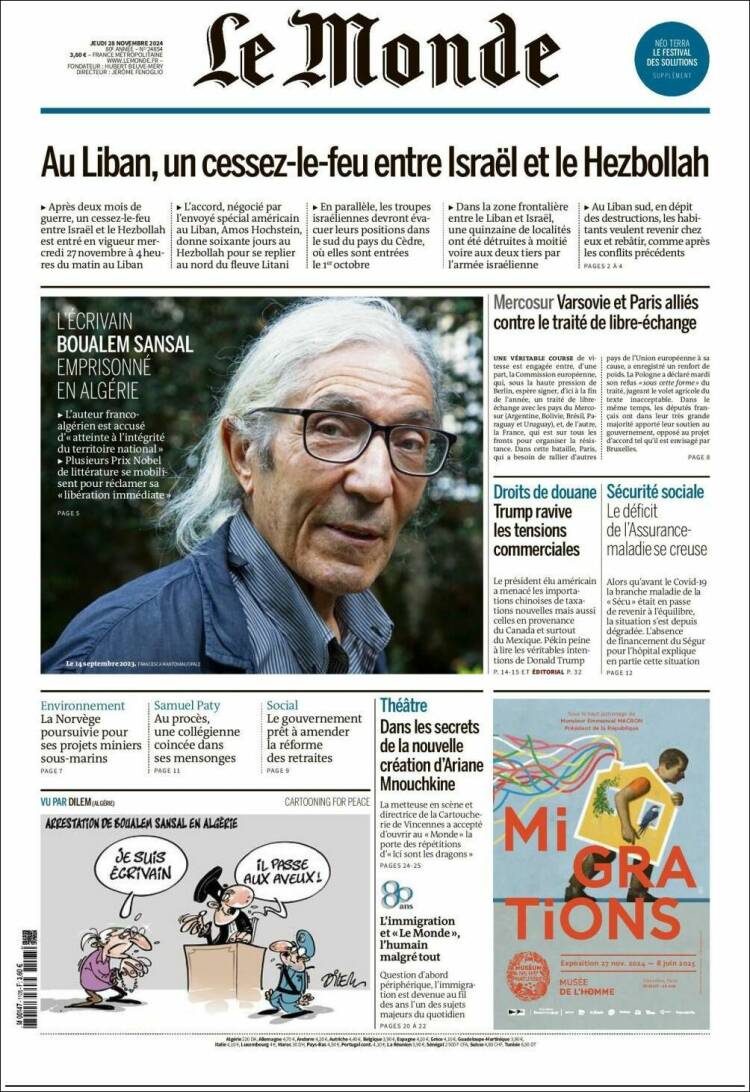 Portada de Le Monde (Francia)