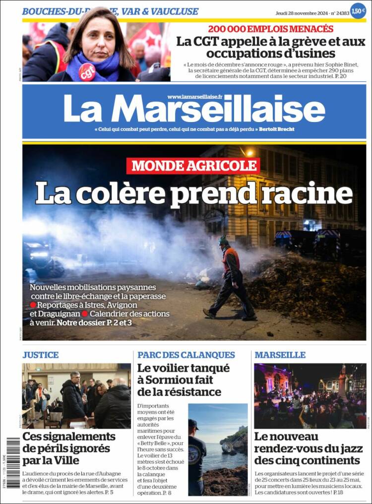 Portada de La Marseillaise (Francia)