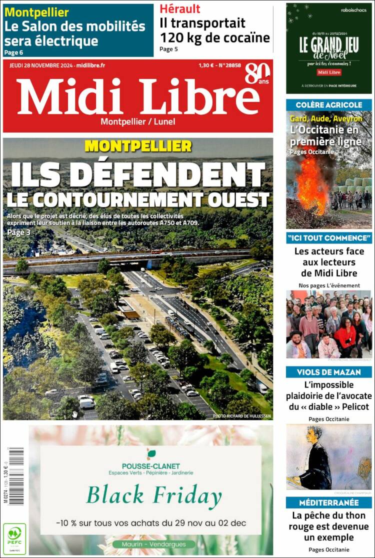 Portada de Midi Libre (Francia)