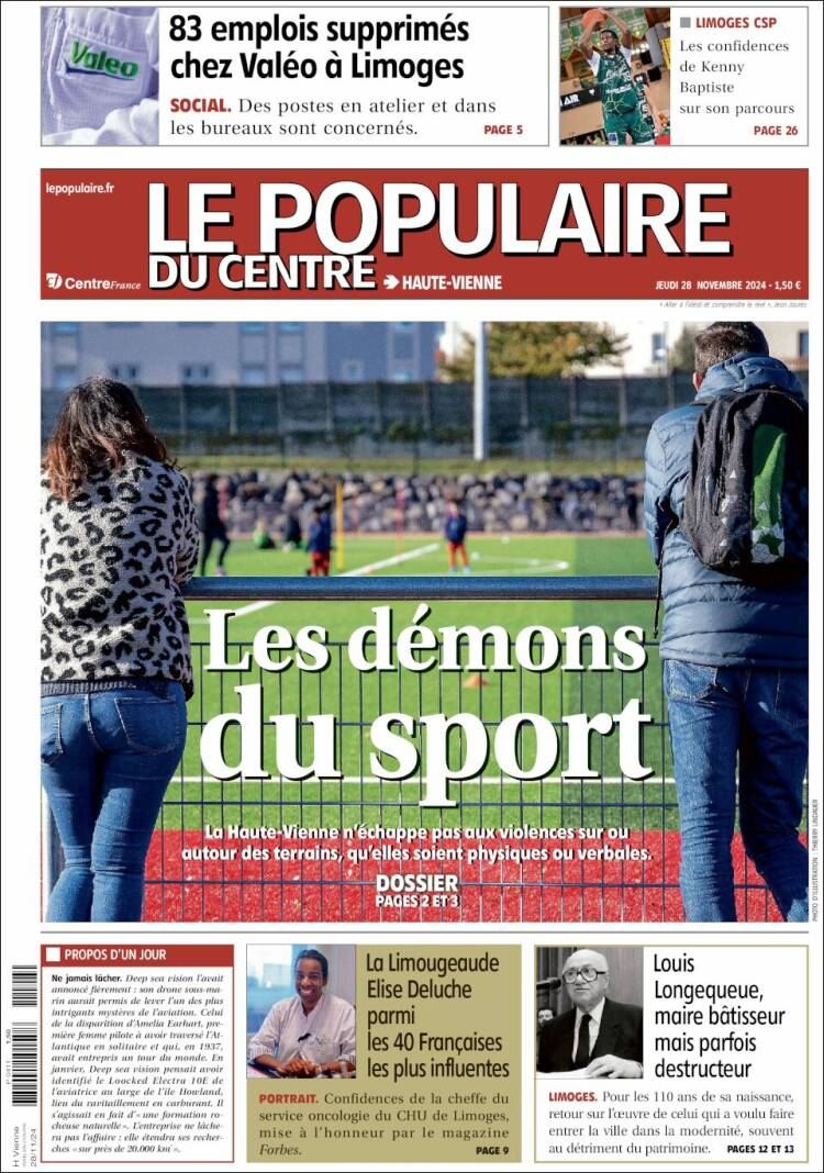 Portada de Le Populaire du Centre (Francia)