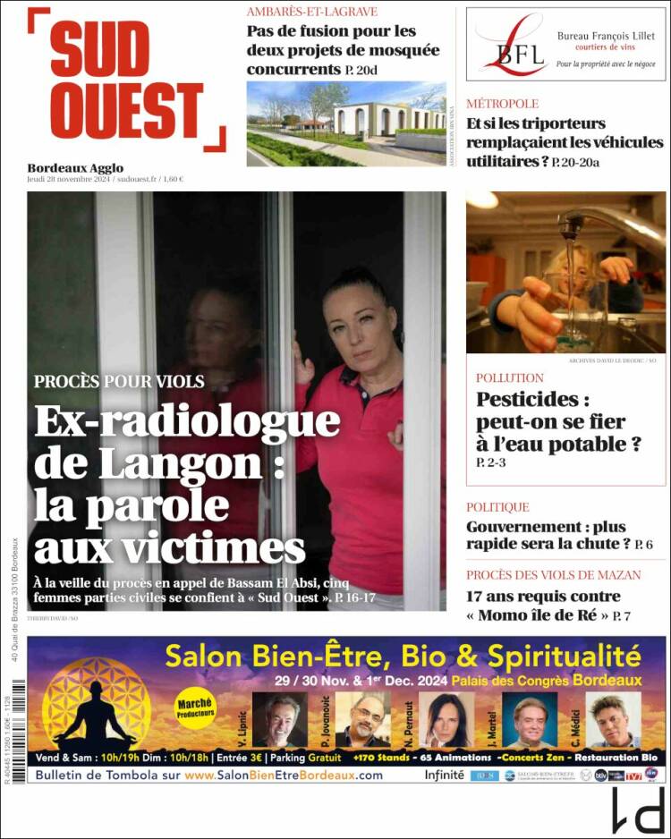 Portada de Sud Ouest (Francia)
