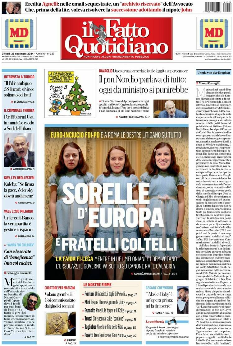 Portada de Il Fatto Quotidiano (Italia)