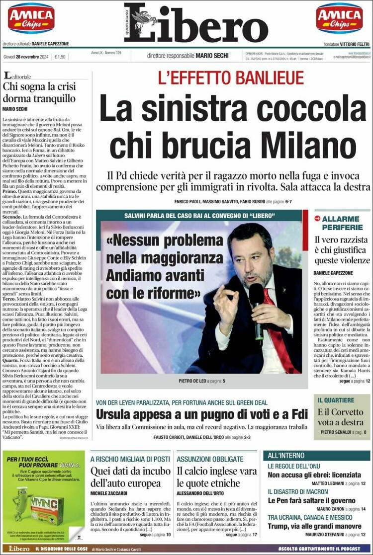 Portada de Libero (Italia)
