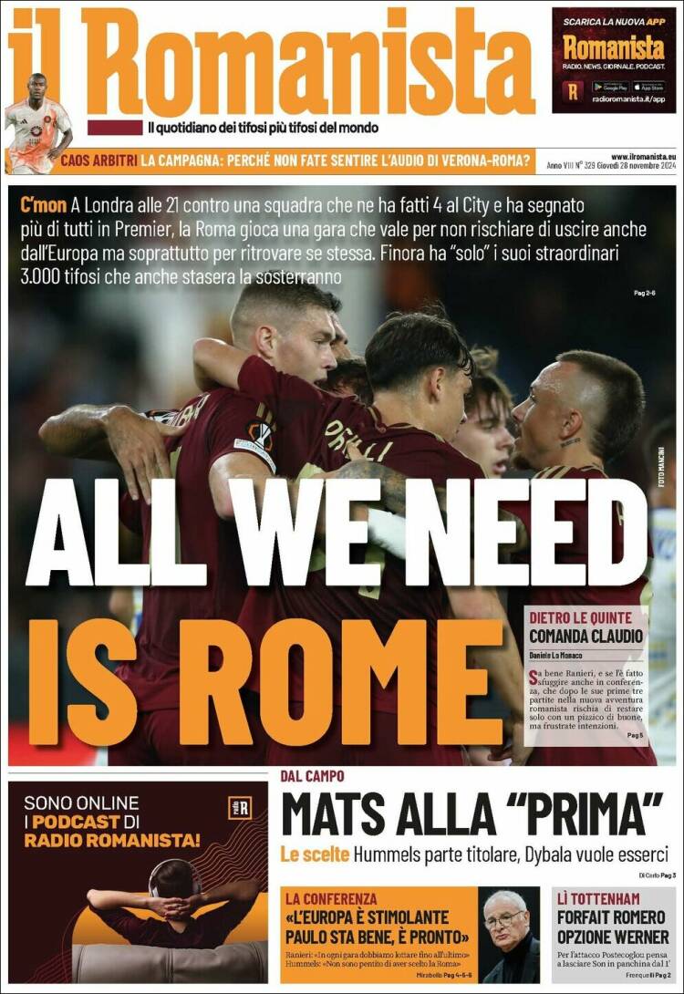 Portada de Romanista (Italia)