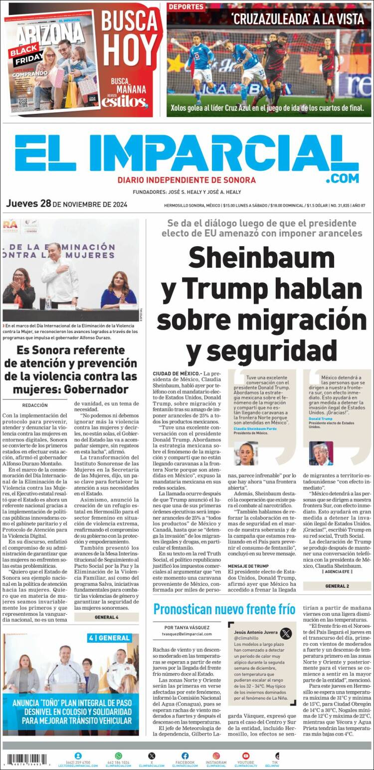 Portada de El Imparcial (México)