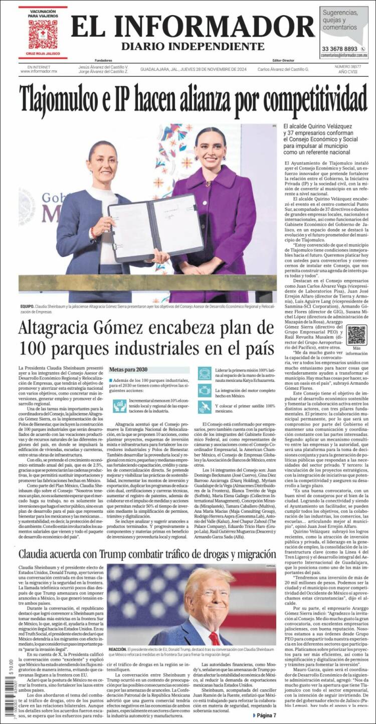 Portada de El Informador (México)