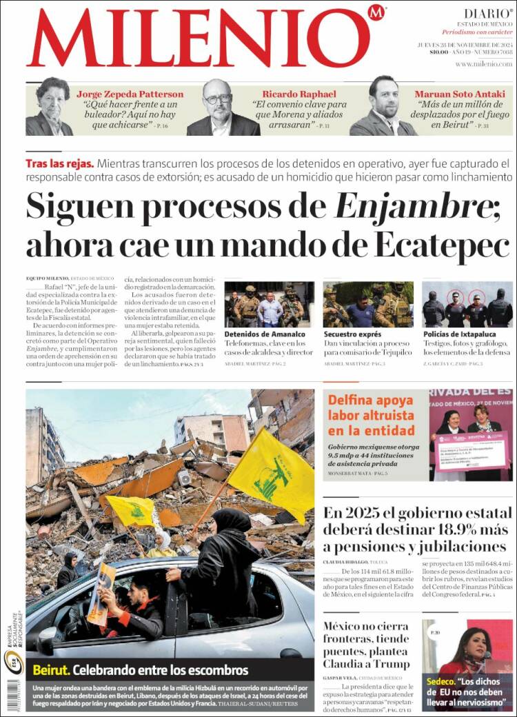 Portada de Milenio - Estado de México (México)