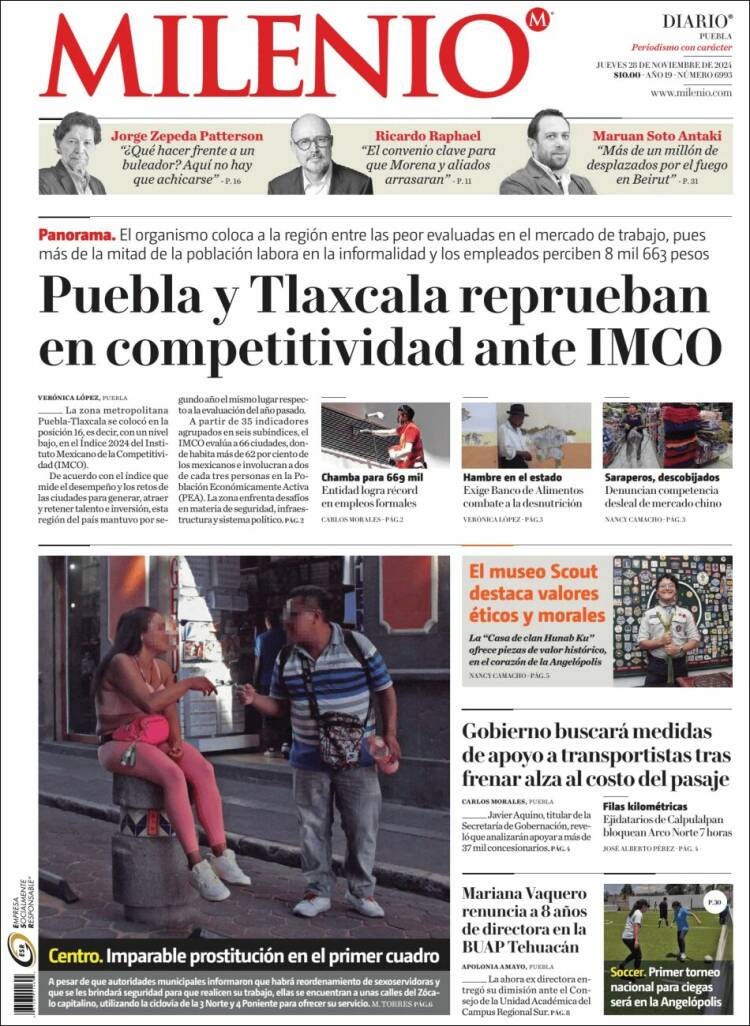 Portada de Milenio de Puebla (México)