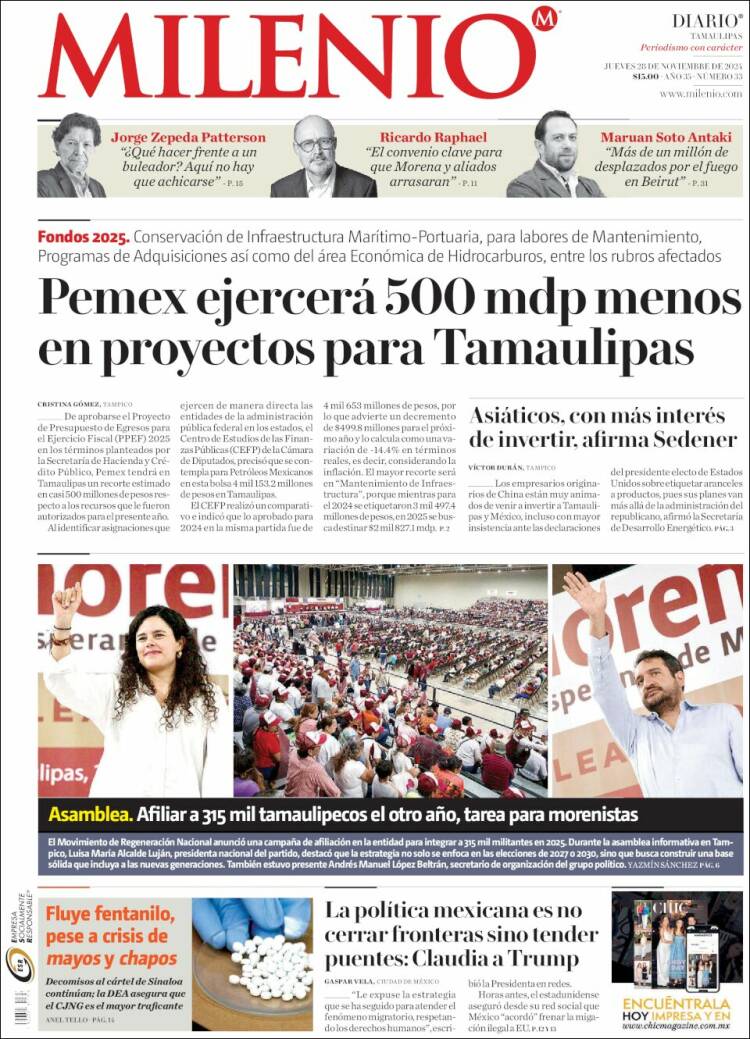 Portada de Milenio - Tamaulipas (México)
