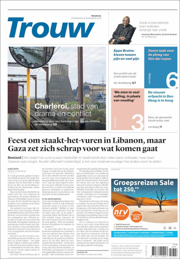 Portada de Trouw (Pa&iacute;ses Bajos)