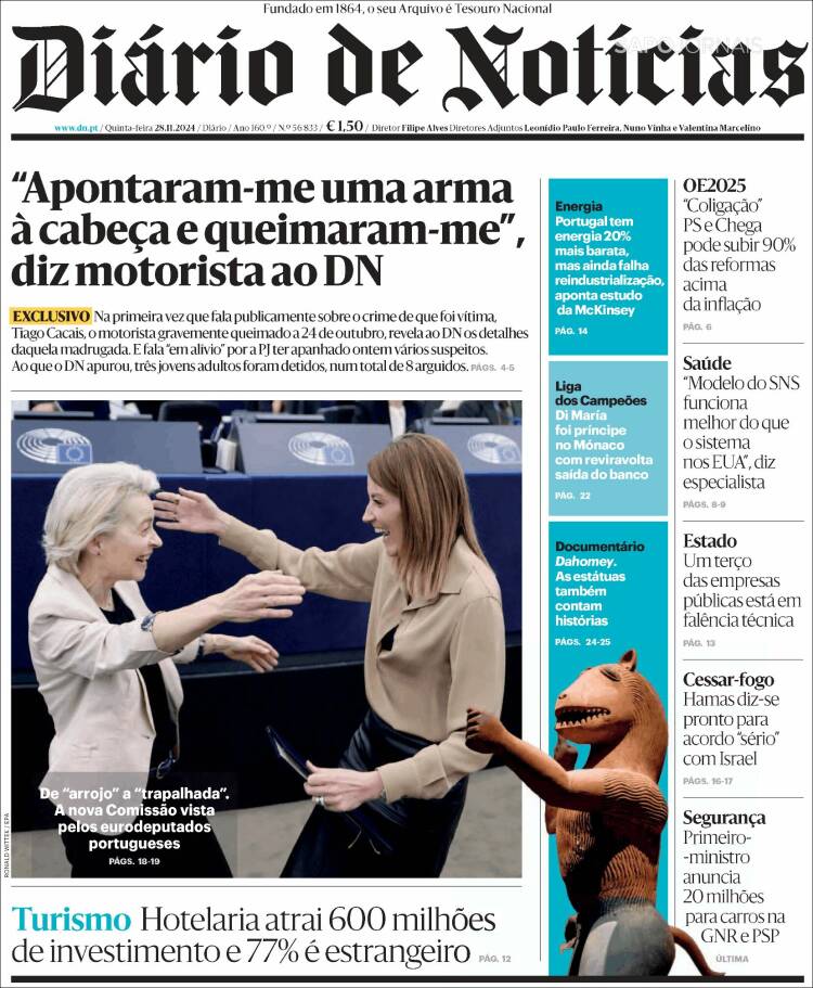 Portada de Diário de Noticias (Portugal)
