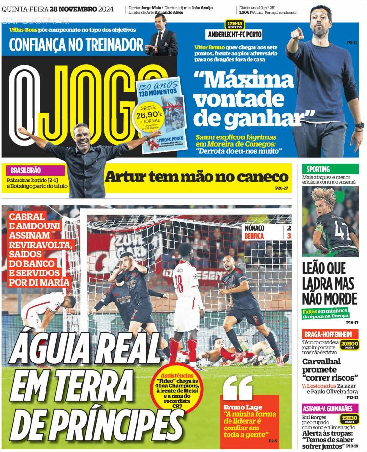 Portada de O Jogo (Portugal)