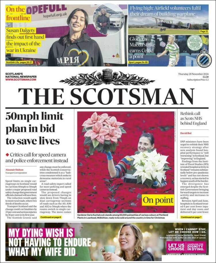 Portada de The Scotsman (Reino Unido)