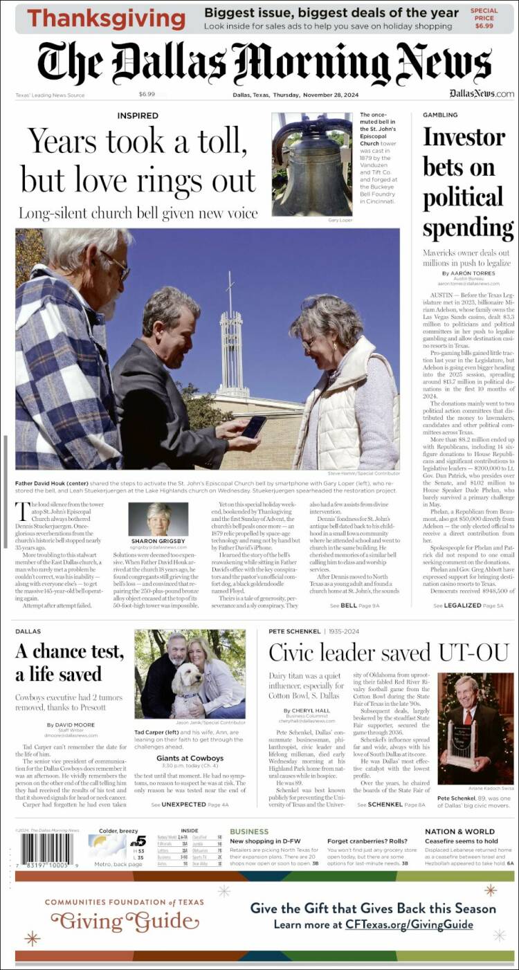 Portada de Dallas Morning News (USA)