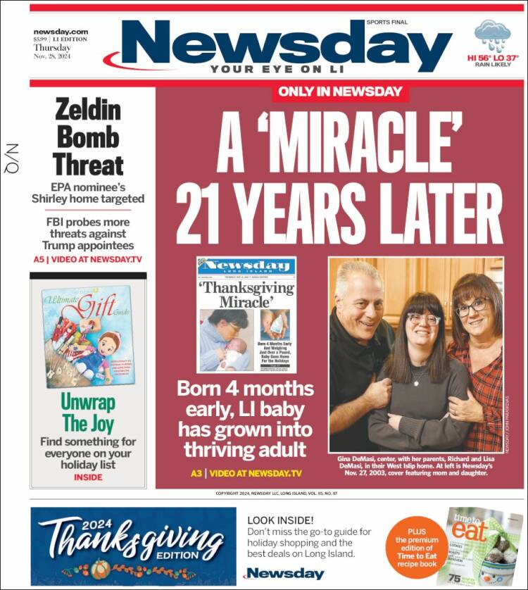 Portada de Newsday (USA)